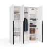 Kledingkast SENSO 3D 150 – 150 cm – Wit / Zwart – 3 deuren