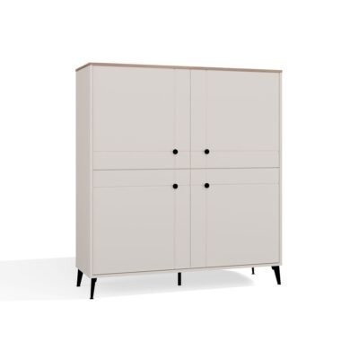 brylka8 Dressoir POINT 4D – Castello eiken / Kasjmier beige – 4 deuren – 8 planken
