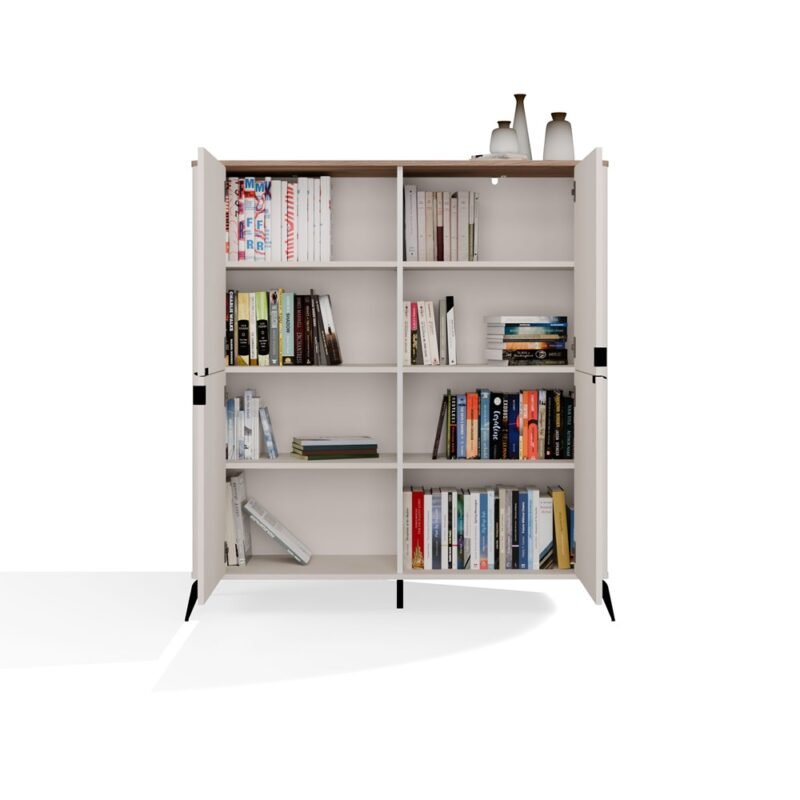 bryopen Dressoir CORDOBA 4D – Castello eiken / Kasjmier beige – 4 deuren – 8 planken