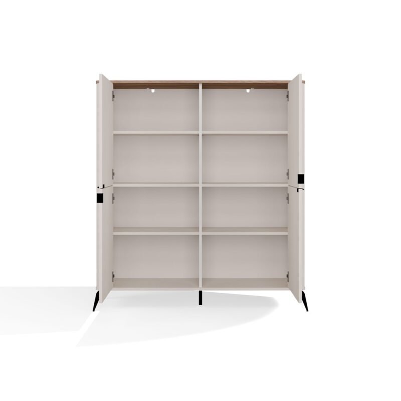 bryopen2 Dressoir CORDOBA 4D – Castello eiken / Kasjmier beige – 4 deuren – 8 planken