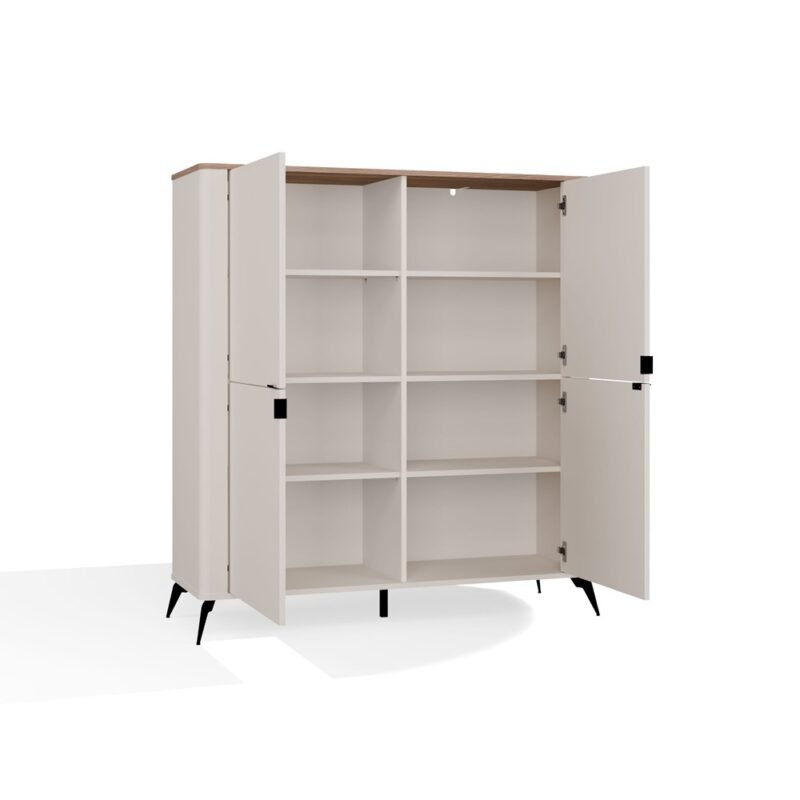 bryopen3 Dressoir CORDOBA 4D – Castello eiken / Kasjmier beige – 4 deuren – 8 planken