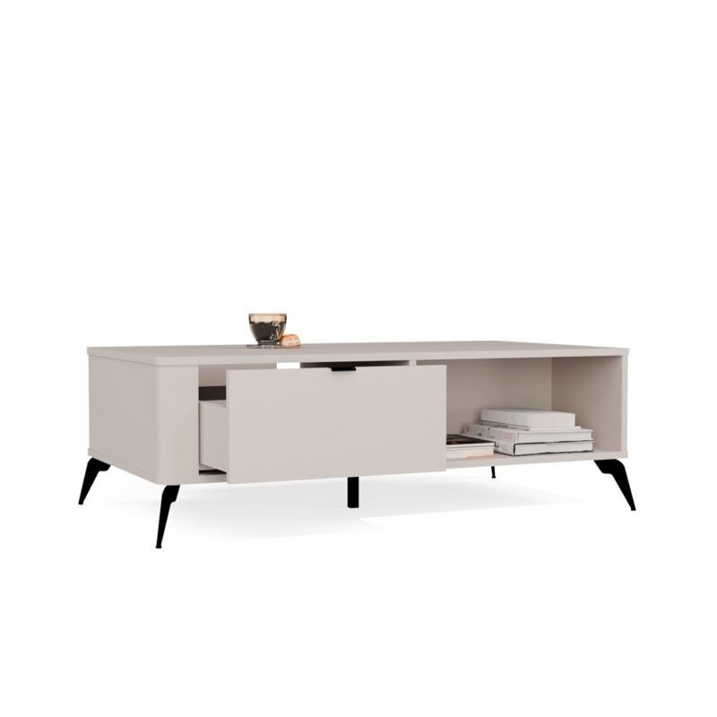 Tafel awa CORDOBA – Kasjmier beige – 2 laden – 2 planken