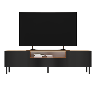 TV-meubel KAMA 160/SLIM – Zwart / Artisan eiken