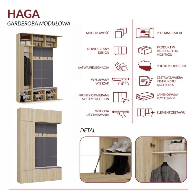 Garderobemeubel HAGA III/1Sz2W – Sonoma eiken