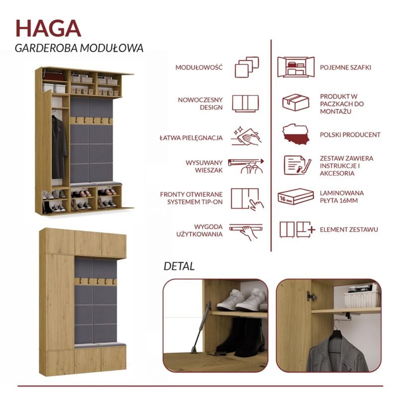 haga4 Garderobemeubel HAGA III/1Sz2W – Artisan eiken