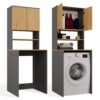 Wasmachinekast POLA MULTI – Artisan eiken / Antraciet – met opbergruimte