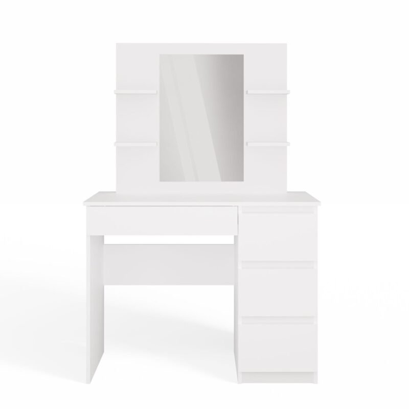 marinalustro9 Kaptafel MARINA 4P – Wit – 4 laden – 4 planken – rechts – met spiegel