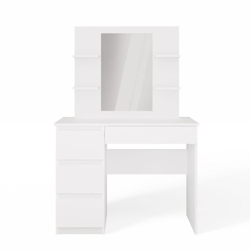 Kaptafel MARINA 4P – Wit – 4 laden – 4 planken – links – met spiegel