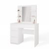 Kaptafel MARINA 4P – Wit – 4 laden – 4 planken – links – met spiegel