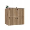 Wastafelmeubel TIGO 60 2S – Evoke eiken – geribbeld front – met wastafel
