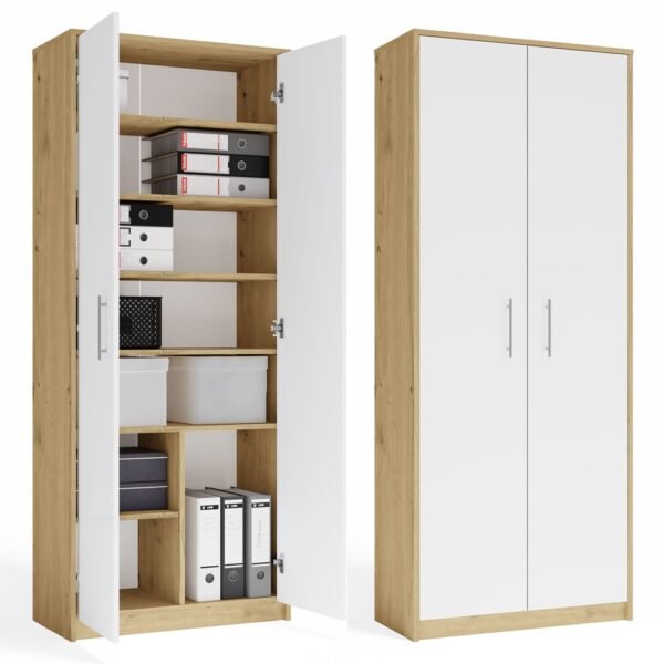 Rek OLIV 2D 2 – Artisan eiken / Wit – 2 deuren