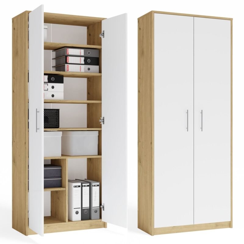 Rek OLIV 2D 2 – Artisan eiken / Wit – 2 deuren