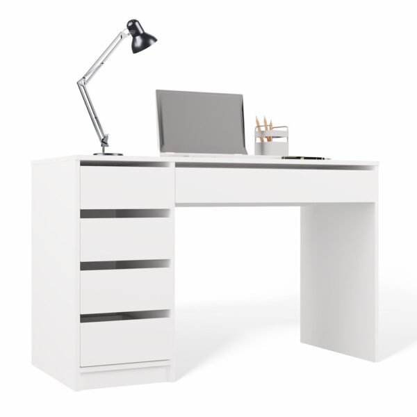 Bureau ARTO – 120 cm – Wit – 5 laden