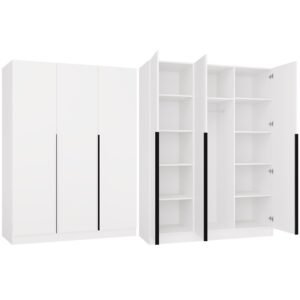 Kledingkast SENSO 3D 150 – 150 cm – Wit / Zwart – 3 deuren