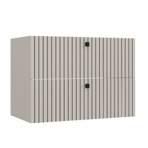 miniaturka1 Wastafelmeubel TIGO 80 2S – Kasjmier – 2 laden – hangend – geribbeld front – met wastafel