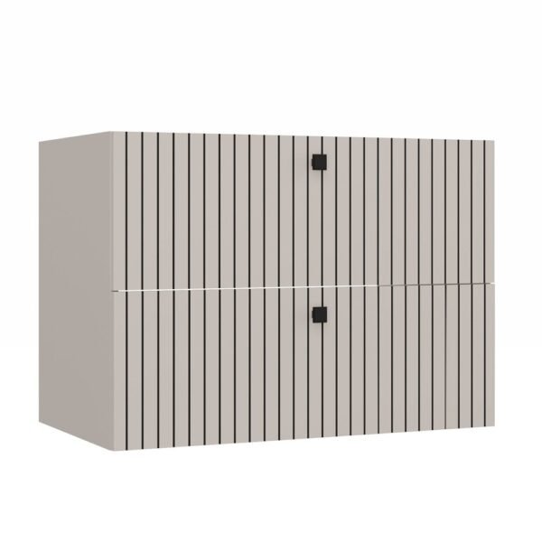miniaturka1 Wastafelmeubel TIGO 80 2S – Kasjmier – 2 laden – hangend – geribbeld front – met wastafel