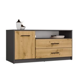 miniaturka1 TV-meubel SIMPLO 1D2S Stolik TV – Artisan eiken / Antraciet – 2 laden – 1 deur
