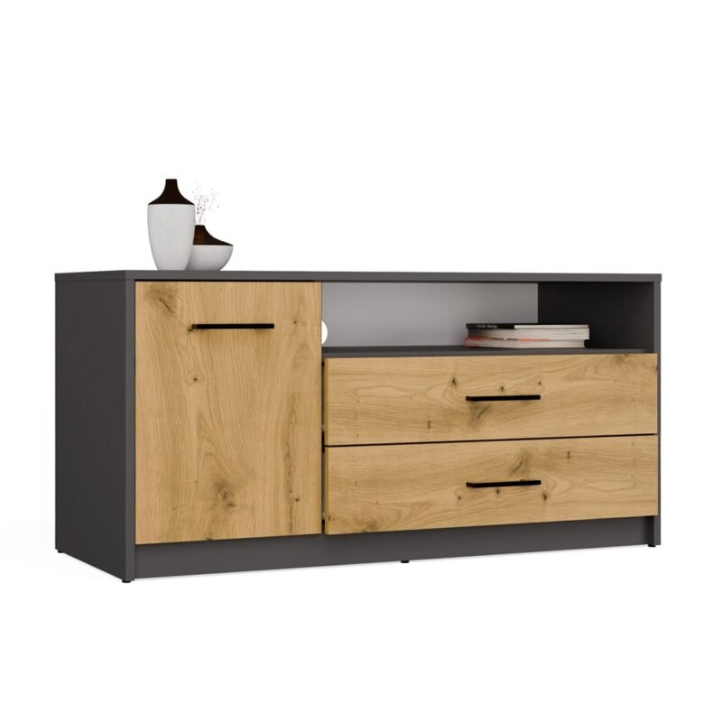 miniaturka1 TV-meubel SIMPLO 1D2S Stolik TV – Artisan eiken / Antraciet – 2 laden – 1 deur