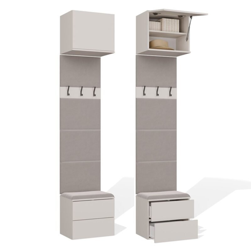 Garderobemeubel HAGA 1W2S – Kasjmier beige – 2 laden