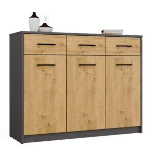 miniaturka2 Dressoir SIMPLO 3D3S – Artisan eiken / Antraciet – 3 laden – 3 deuren
