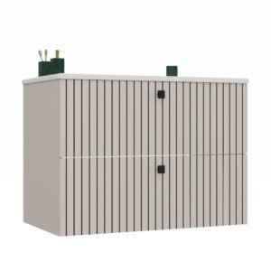 miniaturka2 Wastafelmeubel TIGO 80 2S – Kasjmier – geribbeld front – met wastafel