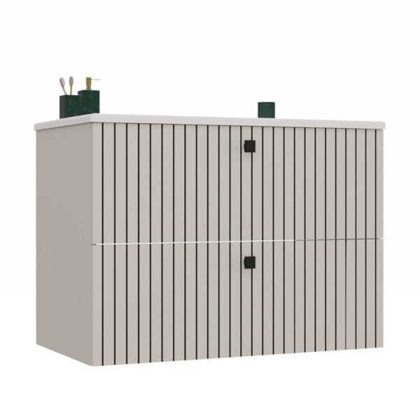 miniaturka2 Wastafelmeubel TIGO 80 2S – Kasjmier – geribbeld front – met wastafel