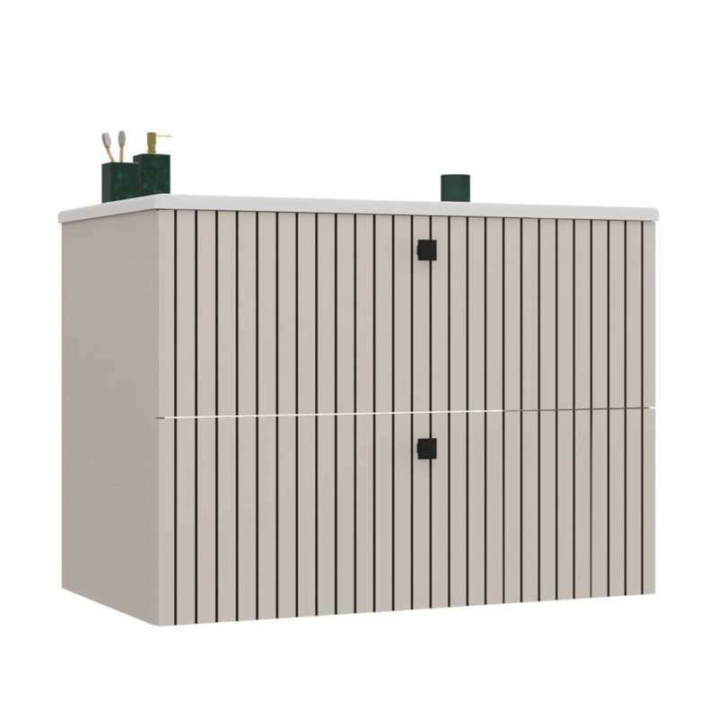 miniaturka2 Wastafelmeubel TIGO 80 2S – Kasjmier – geribbeld front – met wastafel