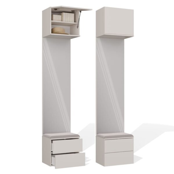 Garderobemeubel HAGA 1L2S – 238 × 50 × 35 cm – Kasjmier beige – 2 laden