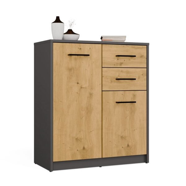 Dressoir SIMPLO 2D2S – Artisan eiken / Antraciet – 2 laden – 2 deuren