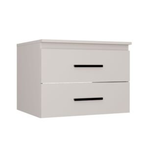 Wastafelmeubel NEL 60 UC – Kasjmier beige – 2 laden – hangend – met wastafel