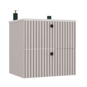 miniaturka6 Wastafelmeubel TIGO 60 2S – Kasjmier – geribbeld front – met wastafel
