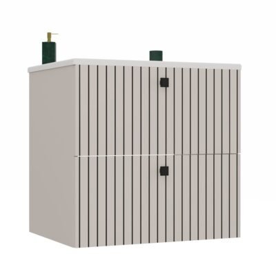 miniaturka6 Wastafelmeubel TIGO 60 2S – Kasjmier – geribbeld front – met wastafel