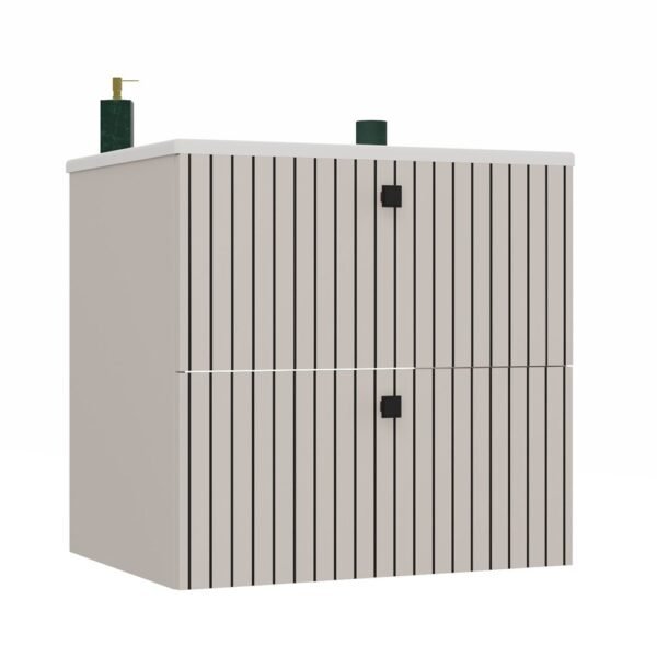 miniaturka6 Wastafelmeubel TIGO 60 2S – Kasjmier – geribbeld front – met wastafel