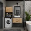 Wasmachinekast POLA MULTI – Artisan eiken / Antraciet – met opbergruimte