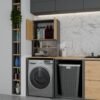 Wasmachinekast POLA MULTI – Artisan eiken / Antraciet – met opbergruimte