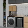 Wasmachinekast POLA MULTI – Artisan eiken / Antraciet – met opbergruimte
