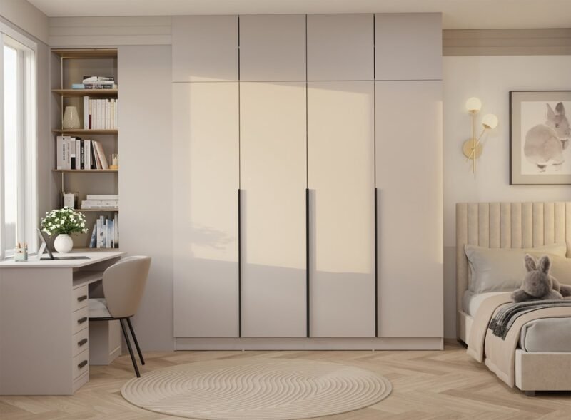 Kledingkast SENSO 4D – 250 × 200 cm – Kasjmier / Zwart – met opzetstuk