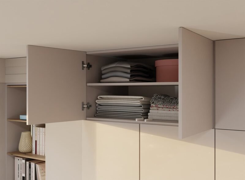 Kledingkast SENSO 4D – 250 × 200 cm – Kasjmier / Zwart – met opzetstuk
