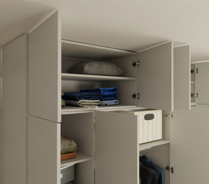 Kledingkast SENSO 4D – 250 × 200 cm – Kasjmier / Zwart – met opzetstuk