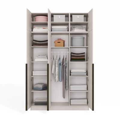 Kledingkast SENSO 3D – 250 cm – Kasjmier / Zwart – met opzetstuk