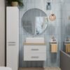Wastafelmeubel NEL 60 – Artisan eiken / Wit – 2 laden – hangend – met wastafel