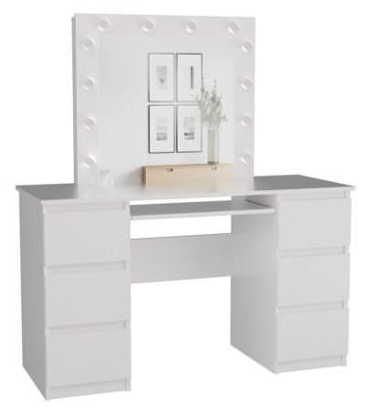 Kaptafel KUBA – Wit – met spiegel