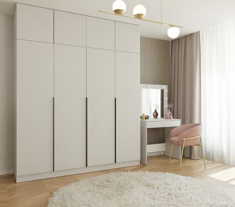 Kledingkast SENSO 4D – 250 × 200 cm – Kasjmier / Zwart – met opzetstuk