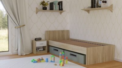 stelaz-90-x-200 Bedframe met lattenbodem 90 × 200 cm – Sonoma eiken