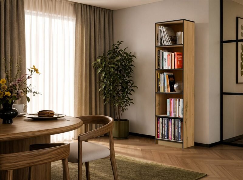 Rek R50 – Artisan eiken / Zwart – 5 planken