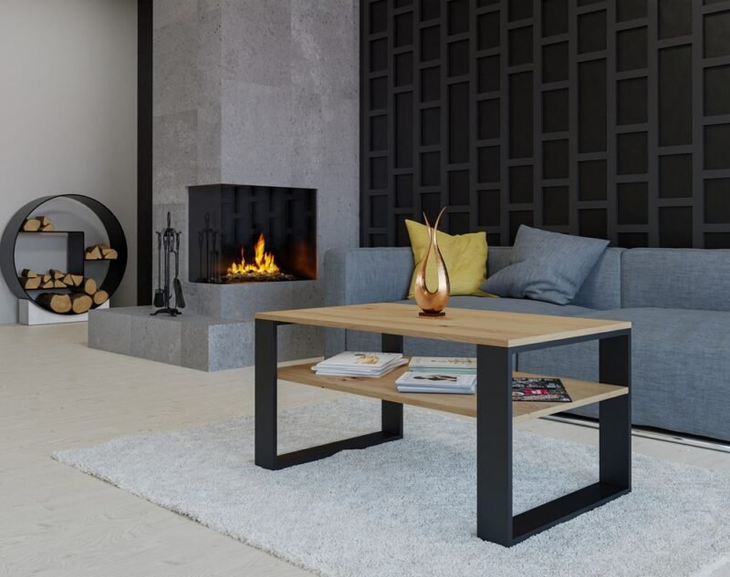 Tafel Modern 1P – Zwart / Artisan eiken