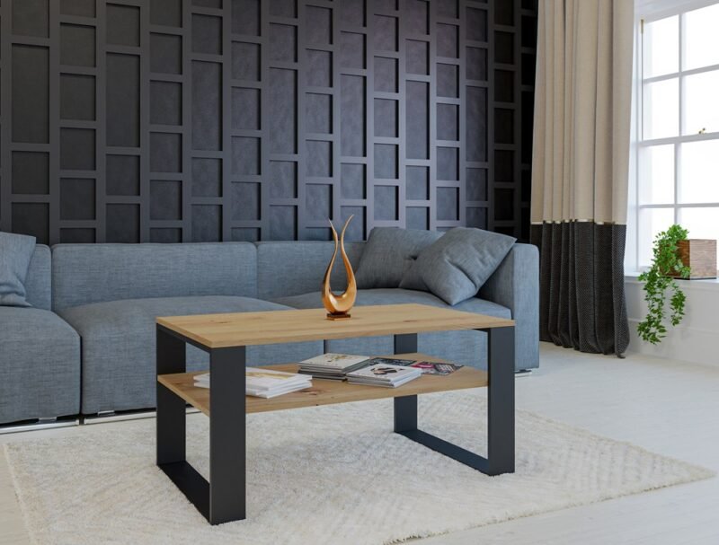 Tafel Modern 1P – Zwart / Artisan eiken