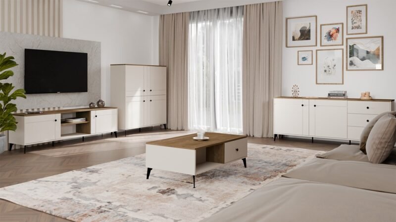 wiz1 Tafel awa POINT 2S 110 – Castello eiken / Kasjmier beige – 2 laden