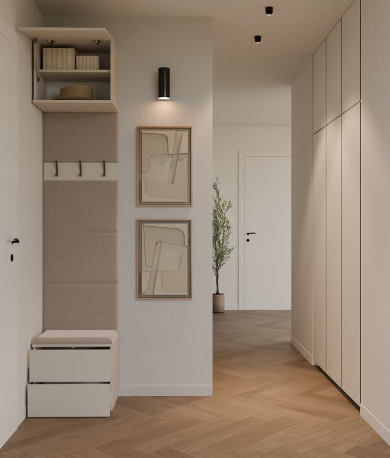Garderobemeubel HAGA 1W2S – Kasjmier beige – 2 laden