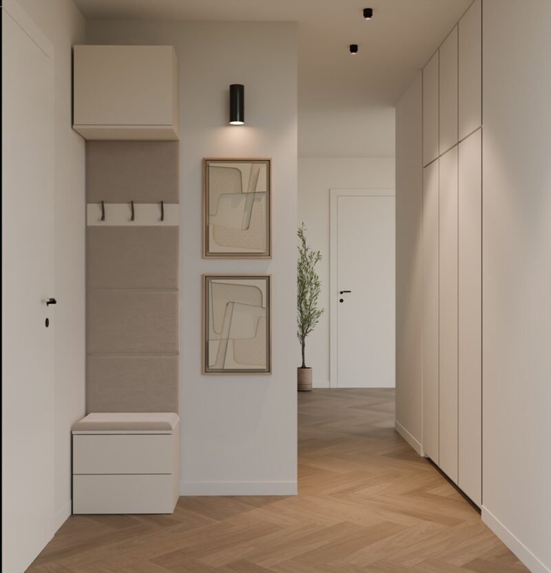 Garderobemeubel HAGA 1W2S – Kasjmier beige – 2 laden